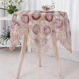 Maxbell Embroidered Lace Tablecloth Retro Table Cloth Party Decor Wine Red 85x85cm - Aladdin Shoppers