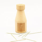 Maxbell Creative Wine Bottle Shape Wooden Toothpick Holders Dispenser Light Color