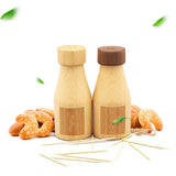 Maxbell Creative Wine Bottle Shape Wooden Toothpick Holders Dispenser Light Color