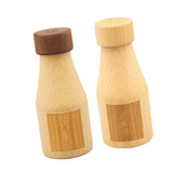 Maxbell Creative Wine Bottle Shape Wooden Toothpick Holders Dispenser Light Color