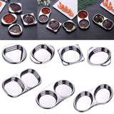 Maxbell Stainless Steel Seasoning Dish Sauce Sugar Spice Dipping Bowl Double Square
