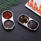 Maxbell Stainless Steel Seasoning Dish Sauce Sugar Spice Dipping Bowl Double Square