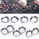 Maxbell Stainless Steel Seasoning Dish Sauce Sugar Spice Dipping Bowl Double Square