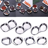 Maxbell Stainless Steel Seasoning Dish Sauce Sugar Spice Dipping Bowl Double Square