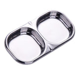 Maxbell Stainless Steel Seasoning Dish Sauce Sugar Spice Dipping Bowl Double Square