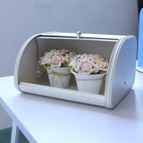 Maxbell Iron Bread Box Retro Bread Bin Cake Basket Storage Organizer White