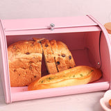 Maxbell Iron Bread Box Retro Bread Bin Cake Basket Storage Organizer Pink