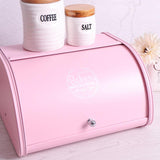 Maxbell Iron Bread Box Retro Bread Bin Cake Basket Storage Organizer Pink