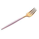 Maxbell Stainless Dinner Fork Cake Flatware Cutlery Dessert Fork Pink + Golden