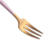 Maxbell Stainless Dinner Fork Cake Flatware Cutlery Dessert Fork Pink + Golden