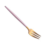 Maxbell Stainless Dinner Fork Cake Flatware Cutlery Dessert Fork Pink + Golden