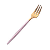 Maxbell Stainless Dinner Fork Cake Flatware Cutlery Dessert Fork Pink + Golden