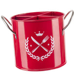 Maxbell Kitchen Hollow Bottom Spoon Fork Chopsticks Holder Box with Handles Red