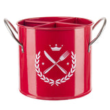 Maxbell Kitchen Hollow Bottom Spoon Fork Chopsticks Holder Box with Handles Red