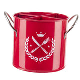 Maxbell Kitchen Hollow Bottom Spoon Fork Chopsticks Holder Box with Handles Red