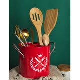 Maxbell Kitchen Hollow Bottom Spoon Fork Chopsticks Holder Box with Handles Red