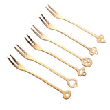 Maxbell 6Pcs Stainless Steel Fruit Cake Wedding Party Dessert Forks Set gold