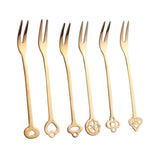 Maxbell 6Pcs Stainless Steel Fruit Cake Wedding Party Dessert Forks Set gold