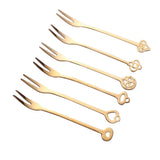 Maxbell 6Pcs Stainless Steel Fruit Cake Wedding Party Dessert Forks Set gold
