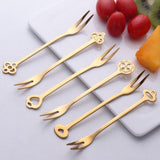 Maxbell 6Pcs Stainless Steel Fruit Cake Wedding Party Dessert Forks Set gold