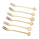 Maxbell 6Pcs Stainless Steel Fruit Cake Wedding Party Dessert Forks Set gold
