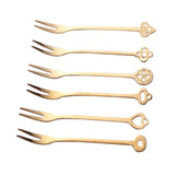 Maxbell 6Pcs Stainless Steel Fruit Cake Wedding Party Dessert Forks Set gold