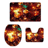 Max 3pcs Christmas Soft Flannel Bathroom Rug Set Rug Lid Toilet Cover Bath Mat D