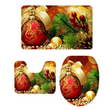 Max 3pcs Christmas Soft Flannel Bathroom Rug Set Rug Lid Toilet Cover Bath Mat F