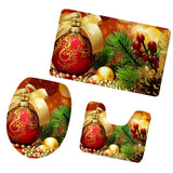 Max 3pcs Christmas Soft Flannel Bathroom Rug Set Rug Lid Toilet Cover Bath Mat F