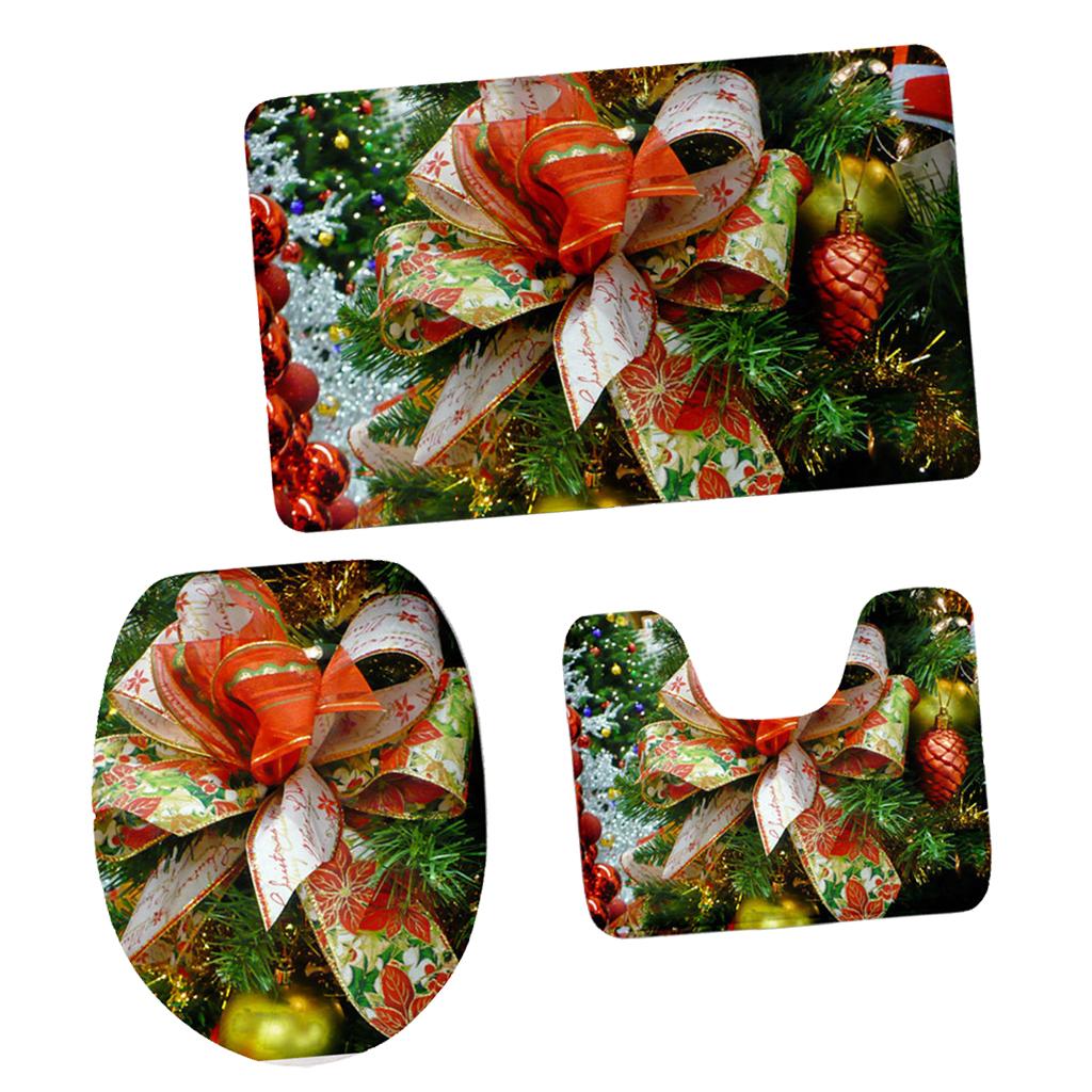 Max Christmas Toilet Seat Cover Rug Bathmat Bathroom Xmas Decor Party Decor B