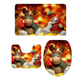 Max Christmas Toilet Seat Cover Rug Bathmat Bathroom Xmas Decor Party Decor J