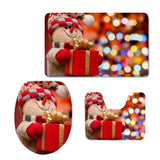 Max 3pcs/set Christmas Series Non-Slip Flannel Bathroom Mat Rug Set D