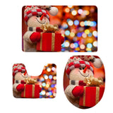 Max 3pcs/set Christmas Series Non-Slip Flannel Bathroom Mat Rug Set D