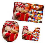 Max 3pcs/set Christmas Series Non-Slip Flannel Bathroom Mat Rug Set D