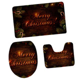 Max 3pcs/set Christmas Series Non-Slip Flannel Bathroom Mat Rug Set E