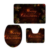 Max 3pcs/set Christmas Series Non-Slip Flannel Bathroom Mat Rug Set E