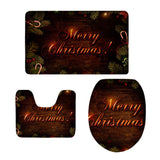 Max 3pcs/set Christmas Series Non-Slip Flannel Bathroom Mat Rug Set E