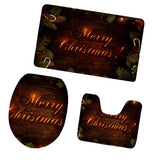 Max 3pcs/set Christmas Series Non-Slip Flannel Bathroom Mat Rug Set E