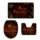 Max 3pcs/set Christmas Series Non-Slip Flannel Bathroom Mat Rug Set E