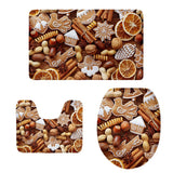 Max 3Pcs Christmas Bathroom Bath Mat Rug Set Toilet Lid Cover C938CP