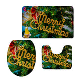 Max 3Pcs Christmas Bathroom Bath Mat Rug Set Toilet Lid Cover C939CP