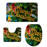 Max 3Pcs Christmas Bathroom Bath Mat Rug Set Toilet Lid Cover C939CP