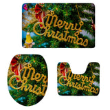 Max 3Pcs Christmas Bathroom Bath Mat Rug Set Toilet Lid Cover C939CP