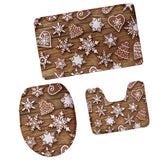 Max 3Pcs Christmas Bathroom Bath Mat Rug Set Toilet Lid Cover C943CP