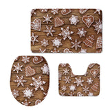 Max 3Pcs Christmas Bathroom Bath Mat Rug Set Toilet Lid Cover C943CP