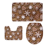 Max 3Pcs Christmas Bathroom Bath Mat Rug Set Toilet Lid Cover C943CP