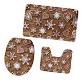 Max 3Pcs Christmas Bathroom Bath Mat Rug Set Toilet Lid Cover C943CP