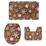 Max 3Pcs Christmas Bathroom Bath Mat Rug Set Toilet Lid Cover C943CP