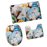 Max 3Pcs Christmas Bathroom Bath Mat Rug Set Toilet Lid Cover C946CP