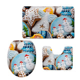 Max 3Pcs Christmas Bathroom Bath Mat Rug Set Toilet Lid Cover C946CP